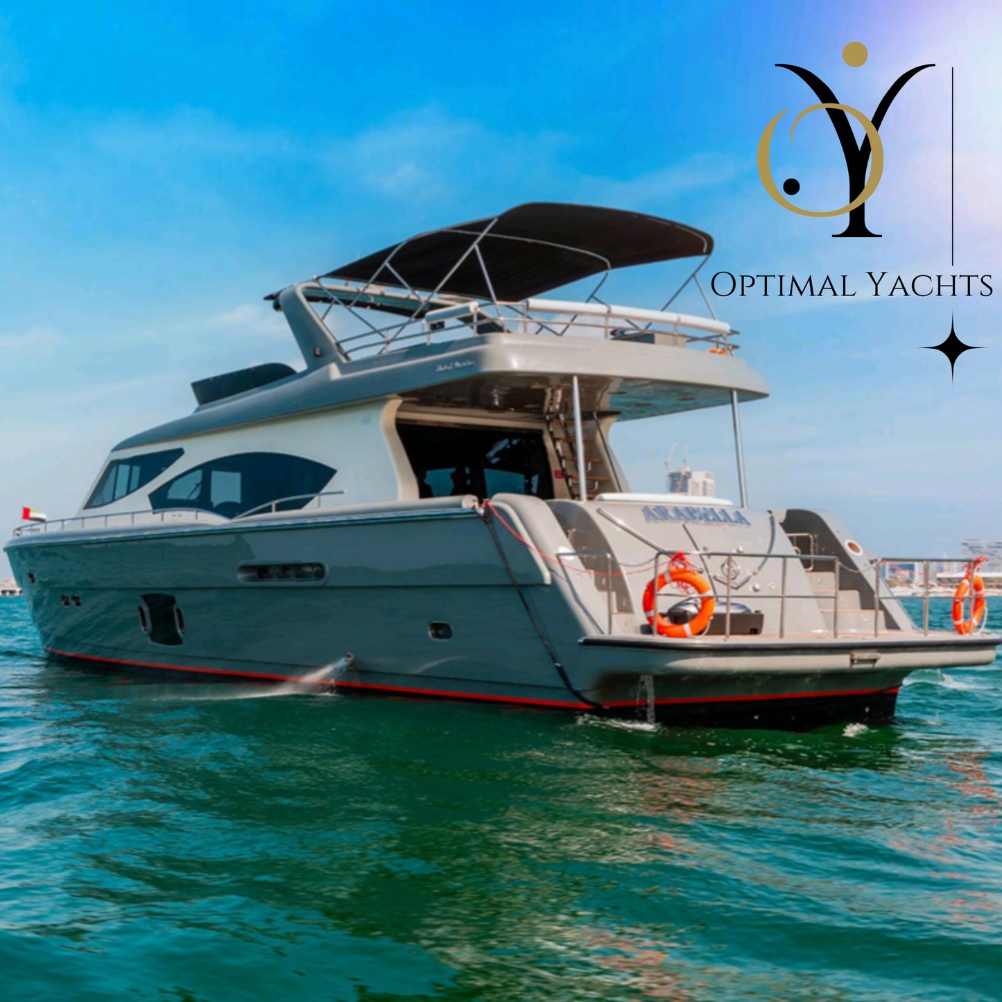 Arabella Luxurious 88ft Yacht, 55 pax. Luxury Yacht Charter Dubai. Dubai Harbour Yacht Cruise