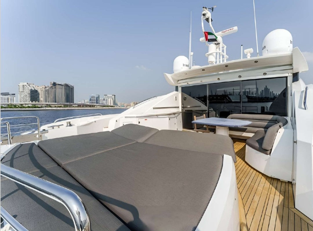 90ft Sunseeker Luxury Mega Yacht, Dubai Marina Yacht Cruise 15 Guests. Overnight Stays available.