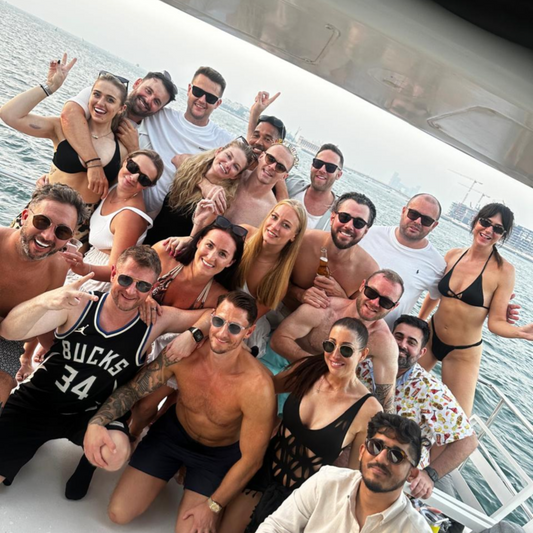 Happy Clients aboard our elegant Yachts in Dubai. Optimal Yachts Dubai - Dubai Harbour / Dubai Marina Yacht hire