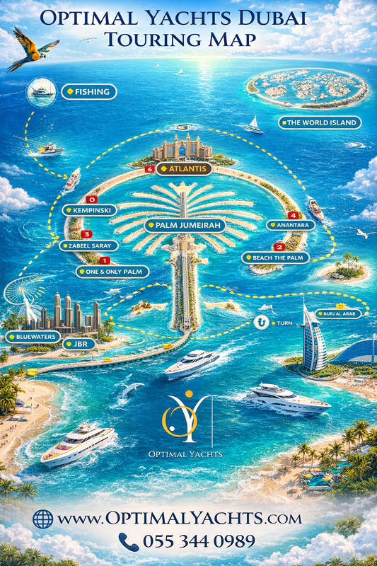 Palm Jumeirah Yacht Tour Map – The Ultimate Luxury Boat Journey in Dubai