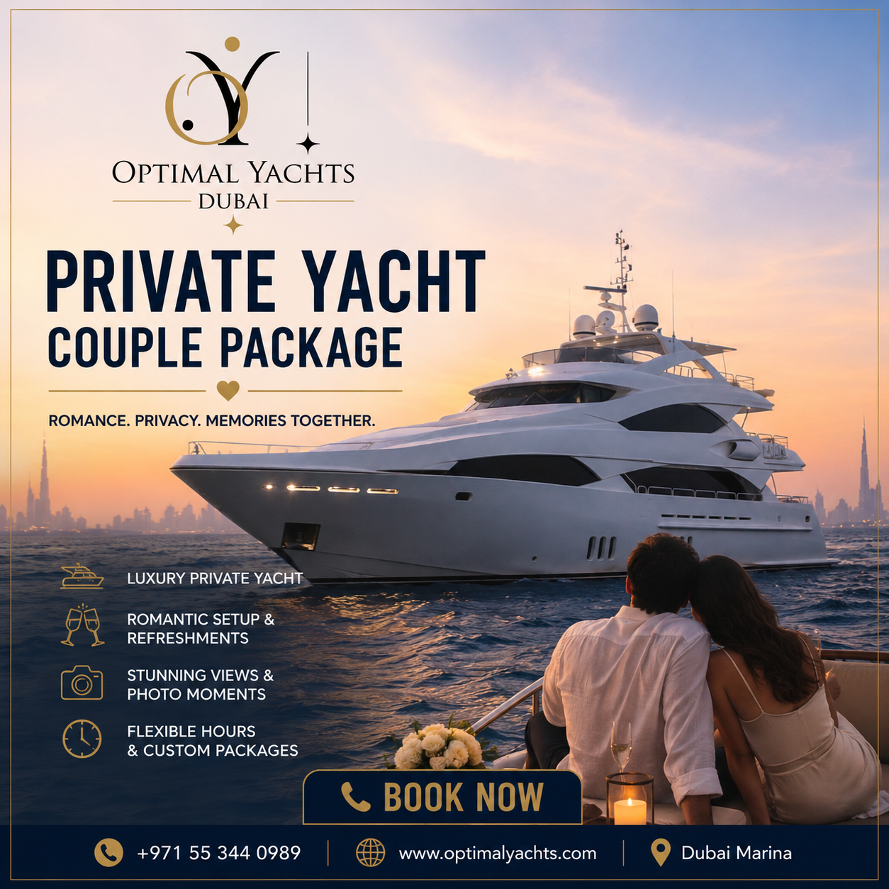 PRIVATE LUXURY 'ROMANTIC' YACHT CRUISE (Per hour/6 hour Couples Package) 𝕋𝕙𝕖 𝕐𝕒𝕔𝕙𝕥 𝔾𝕦𝕪 𝔻𝕦𝕓𝕒𝕚