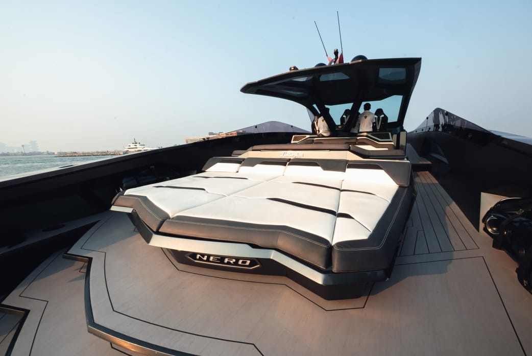1 Hour 3 hours Minimum- Lamborghini 63 Luxury Yacht Rental Dubai | Dubai Marina Dubai Harbour | 12 Guest Capacity.