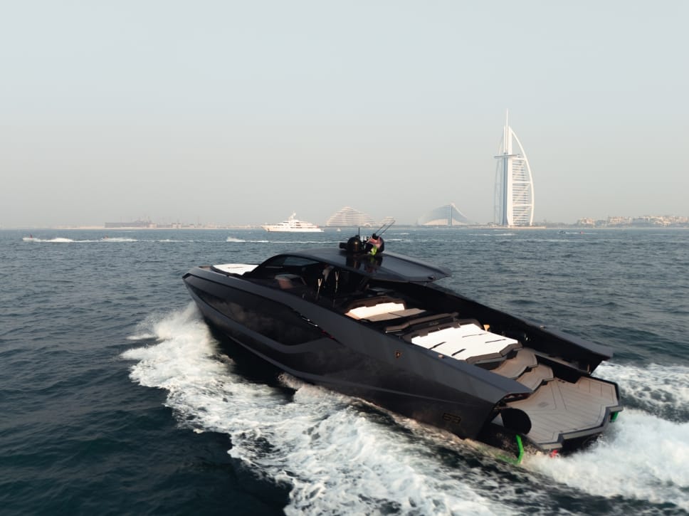 1 Hour 3 hours Minimum- Lamborghini 63 Luxury Yacht Rental Dubai | Dubai Marina Dubai Harbour | 12 Guest Capacity.